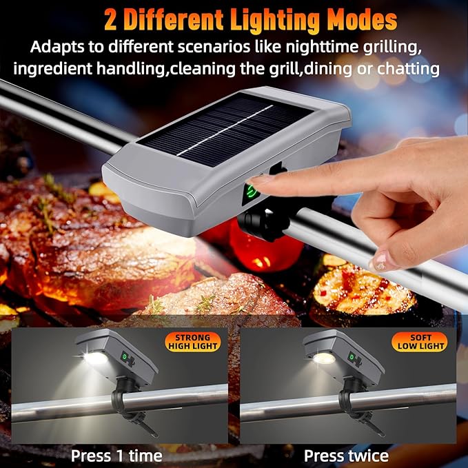 Solar/USB-C Grill Lights for Outdoor Grill Compatible with Blackstone/Weber/Big Green Egg - Rechargeable LED Work Light - Valentines Gifts for Him Men Husband Boyfriend Dad Adults - BBQ Accessories