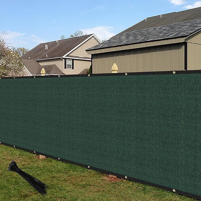 ECOOPTS 8'x153' Privacy Fence Screen Windscreen with Copper Grommets, Fit for Commercial Fence and Residential Garden Outdoor 90% UV Blockage, Cable Zip Ties Included (Green)