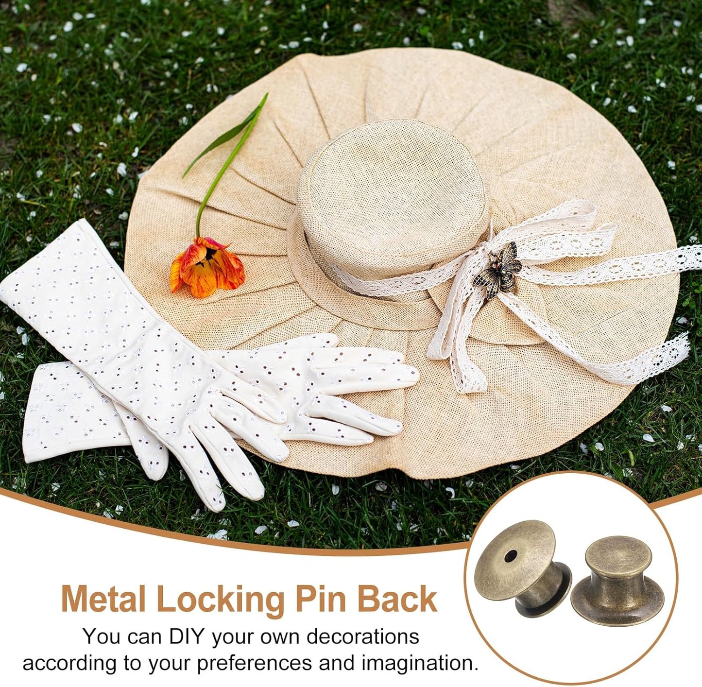 uxcell 30Pcs Metal Locking Pin Backs, Pin Keepers Locking Clasp Flat Head Clamp Needle Back Lock for DIY Brooch Crafts Badges Enamel Lapel, Bronze