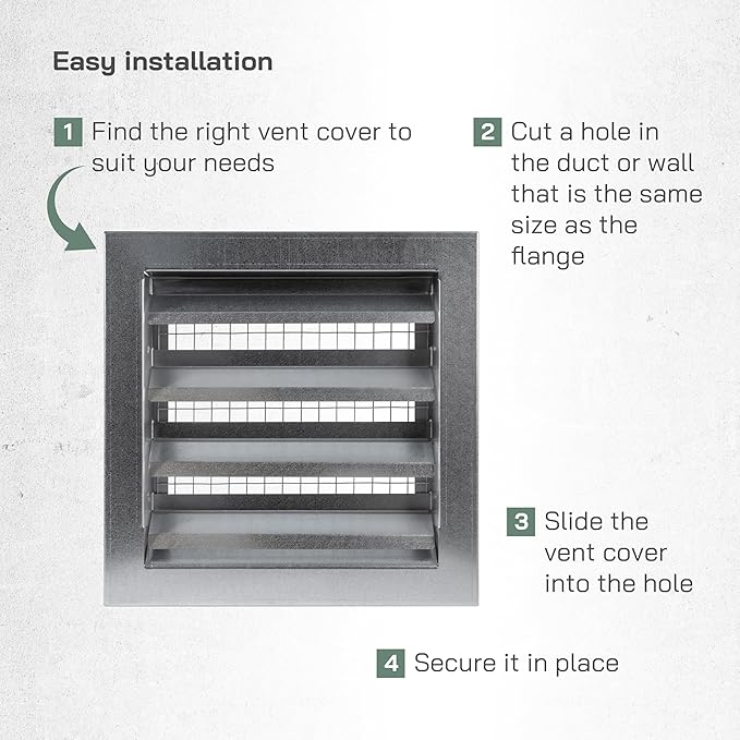Vent Systems 9" x 9" Inch Galvanized Steel Industrial Gable Vent - Heavy-Duty Louvered Air Intake Exhaust Vent Cover – Outdoor Wall Vent HVAC Grille - Air Return Grille for House Wall Crawl Space