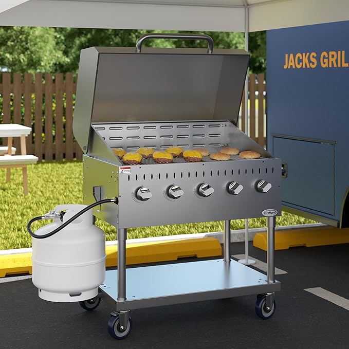 36 in. Commercial Outdoor Propane Gas Grill With Roll Dome Cover in Stainless-Steel (CGKIT3-36D)