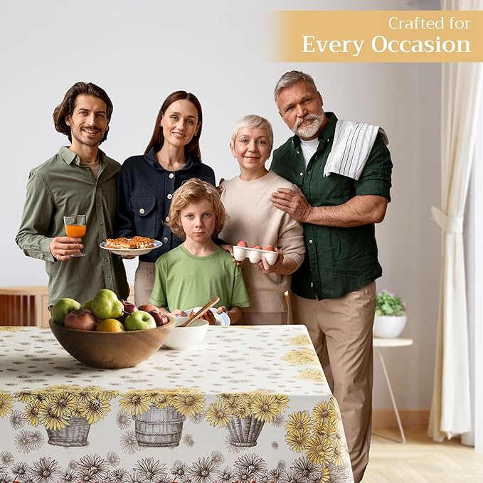 Maison d' Hermine Table Cloth Rectangle Table 100% Cotton 54 x 72 Inches Fall Tablecloth Reusable Everyday Use for Thanksgiving Christmas Decorations Dining Farmhouse Party (Bagatelle)