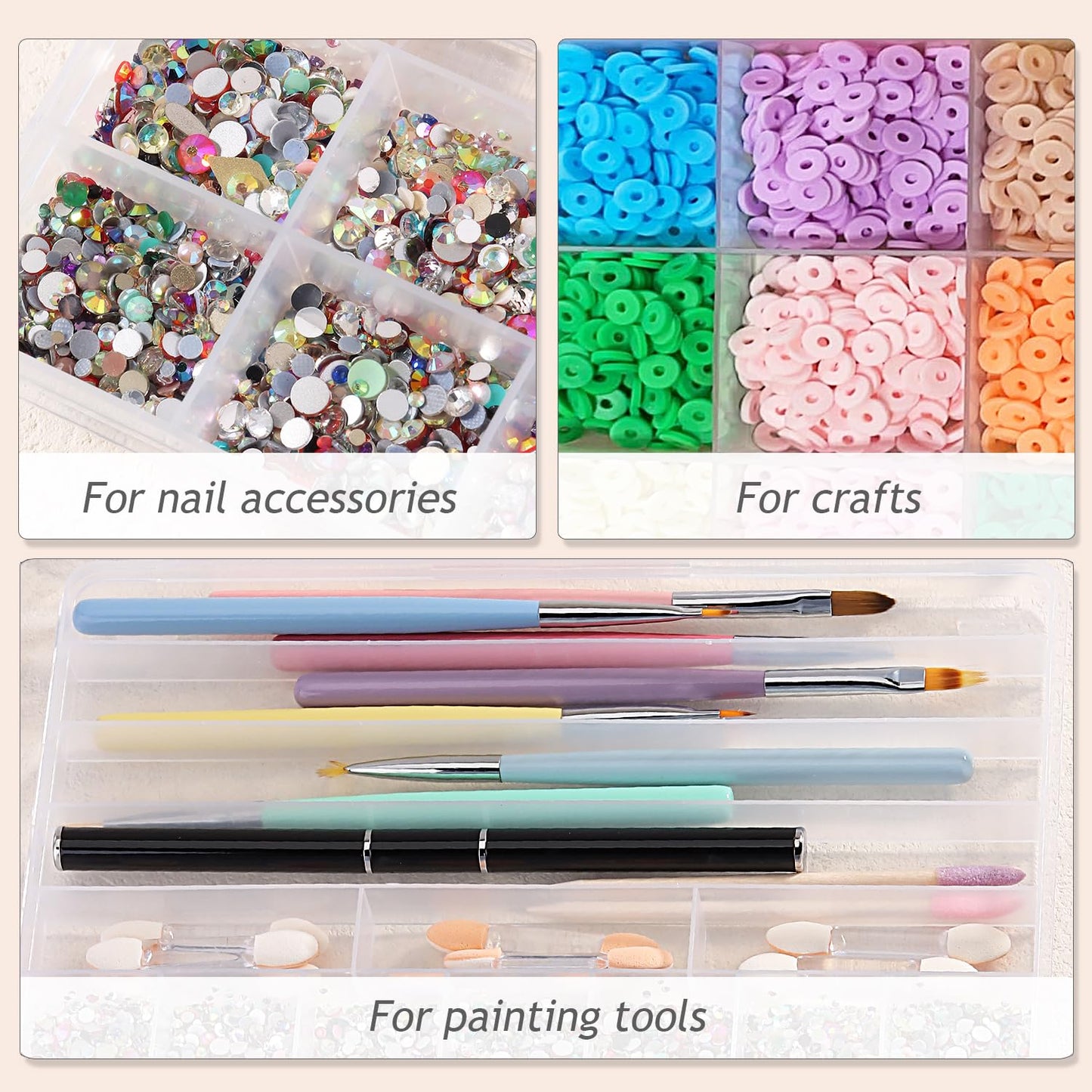 21 Grids Clear Large Plastic Organizer Box With Dividers, Bead Organizers And Storage Compartment Container For Nail Accessories/Jewelry/Craft/Screw/Small Parts/Diamond Painting Art Tools