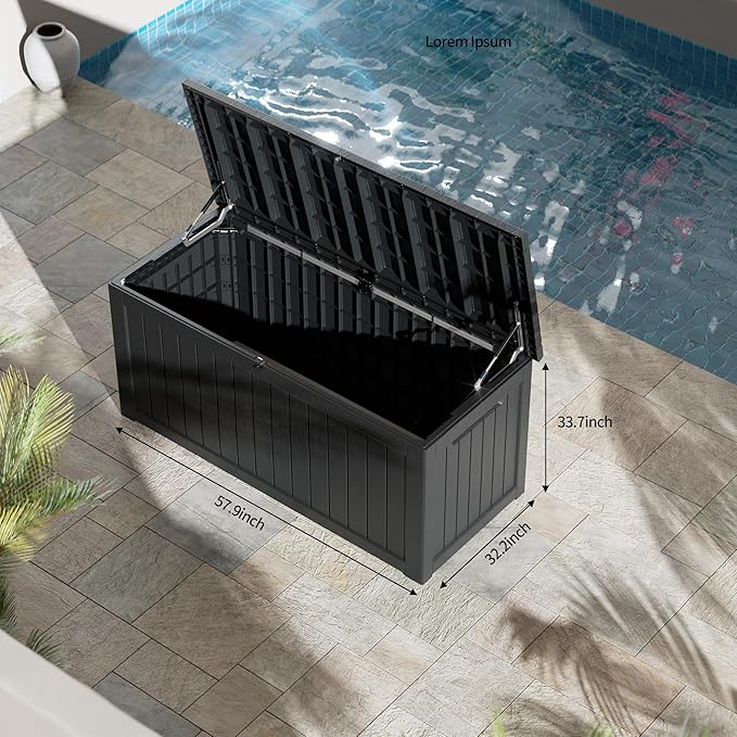 230 Gallon Outdoor Storage Box – Resin Deck Box with Lockable Lid, Waterproof Patio Furniture Storage for Tools, Garden & Yard Organization