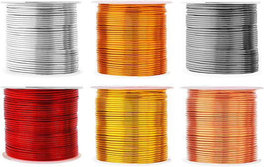 Mandala Crafts 16 Gauge Anodized Aluminum Craft Wire for Jewelry Making – 390 FT Colored Flexible Silver Copper Light Gold Gray Gold Red Wire - Bendable for Bonsai Armature Crafting Sculpting
