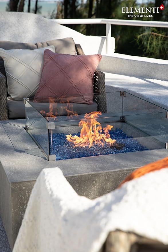 All Fire Table Pit Wind Screens and Stainless Steel Buner Lid from Eelemeti | Eelemeti Plus and Modeno (Wind Screens, Square 23.6" WS - 020)