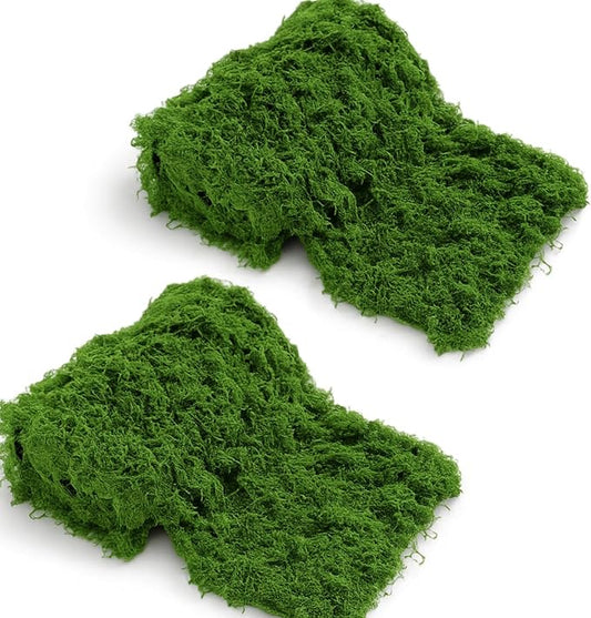 Zeyune 2 Pcs Fake Moss Table Runner for Crafts Artificial Moss Sheet Roll Waterproof Carpet Blanket for Wall Roof Garden Wedding Party Decoration (39 x 39 Inch)