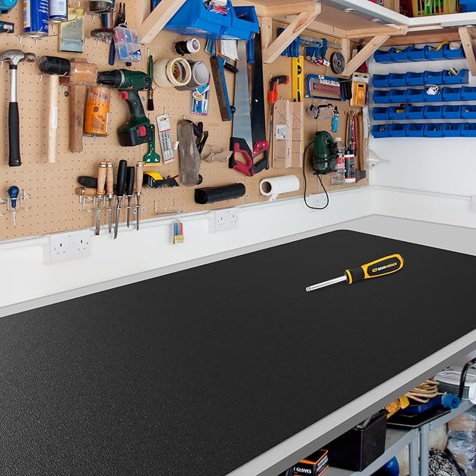 Black Plastic Table Cover Protector, 42" x 60" Waterproof Easy Flat PVC Desk Pad Mat, 1.5mm Thick Rectangle Vinyl Table Top Protector for Dining Room Table, Office, Dresser