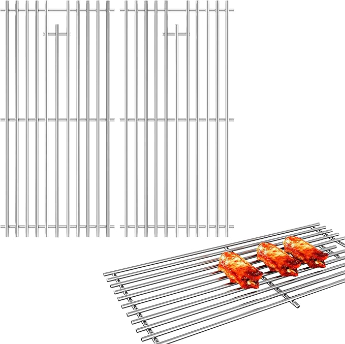16.94''D x 24.94''W Grill Grates Replacement for Charbroil：463344116,Silver Stainless Steel Grill Grate for Kenmore Gas Grill：16113，3Pack Grill Grates for Broil King Grill：987734