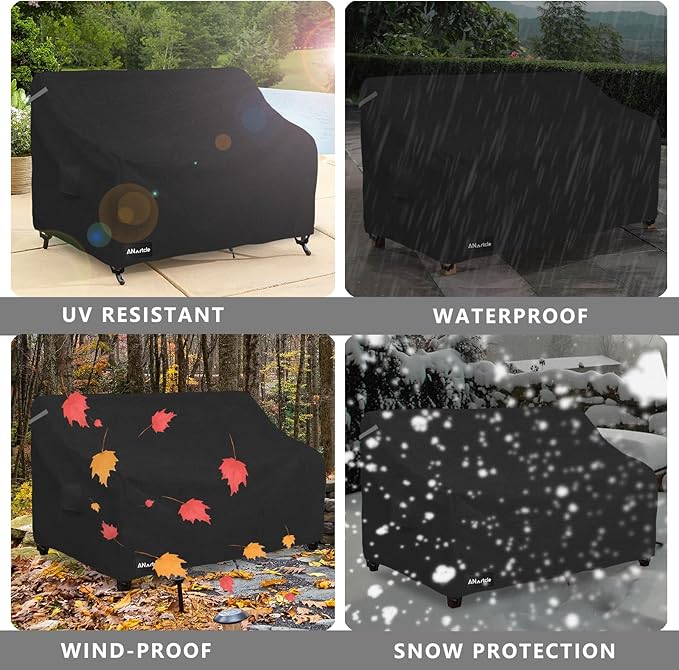 2-Seater Patio Loveseat Cover,58W x 32.5D x 31H Inches Outdoor Couch Cover,100% Waterproof Heavy Duty Patio Sofa Covers,Patio Furniture Covers,Black