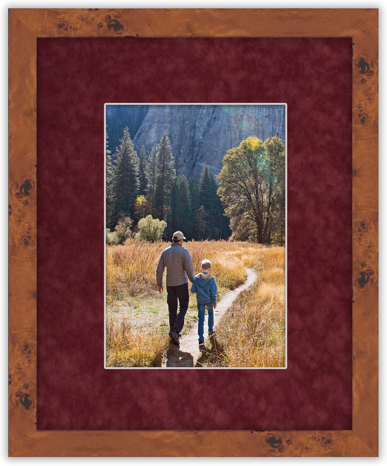 11x14 Mat Bevel Cut for 8.5x11 Photos - Acid Free Dark Red Suede Precut Matboard With Backing Board and Crystal Clear, Self Seal Photo Mat Bag - For Pictures, Photos, Framing - 4-ply Thickness
