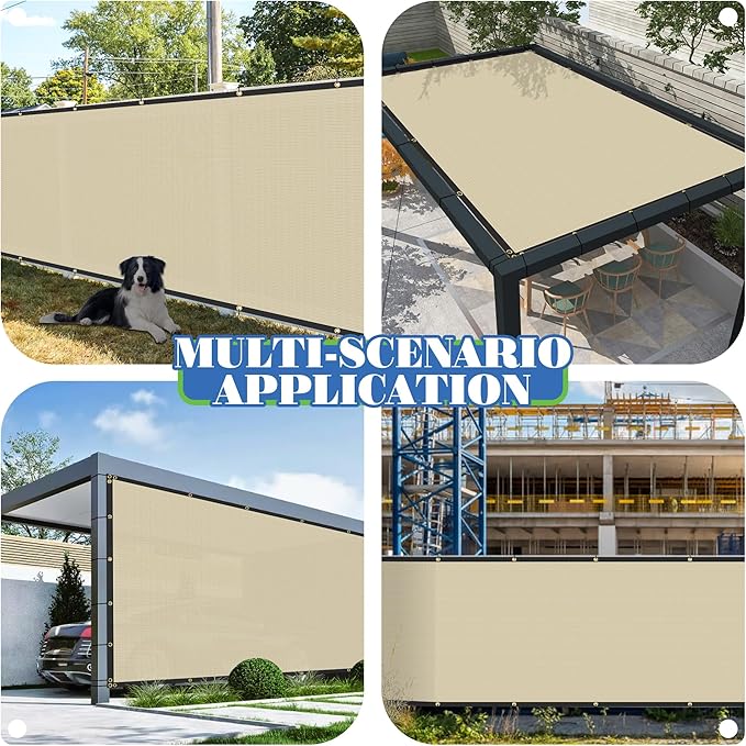 ECOOPTS 4'x278' Privacy Fence Screen Windscreen with Copper Grommets, Fit for Commercial Fence and Residential Garden Outdoor 90% UV Blockage, Cable Zip Ties Included (Beige)