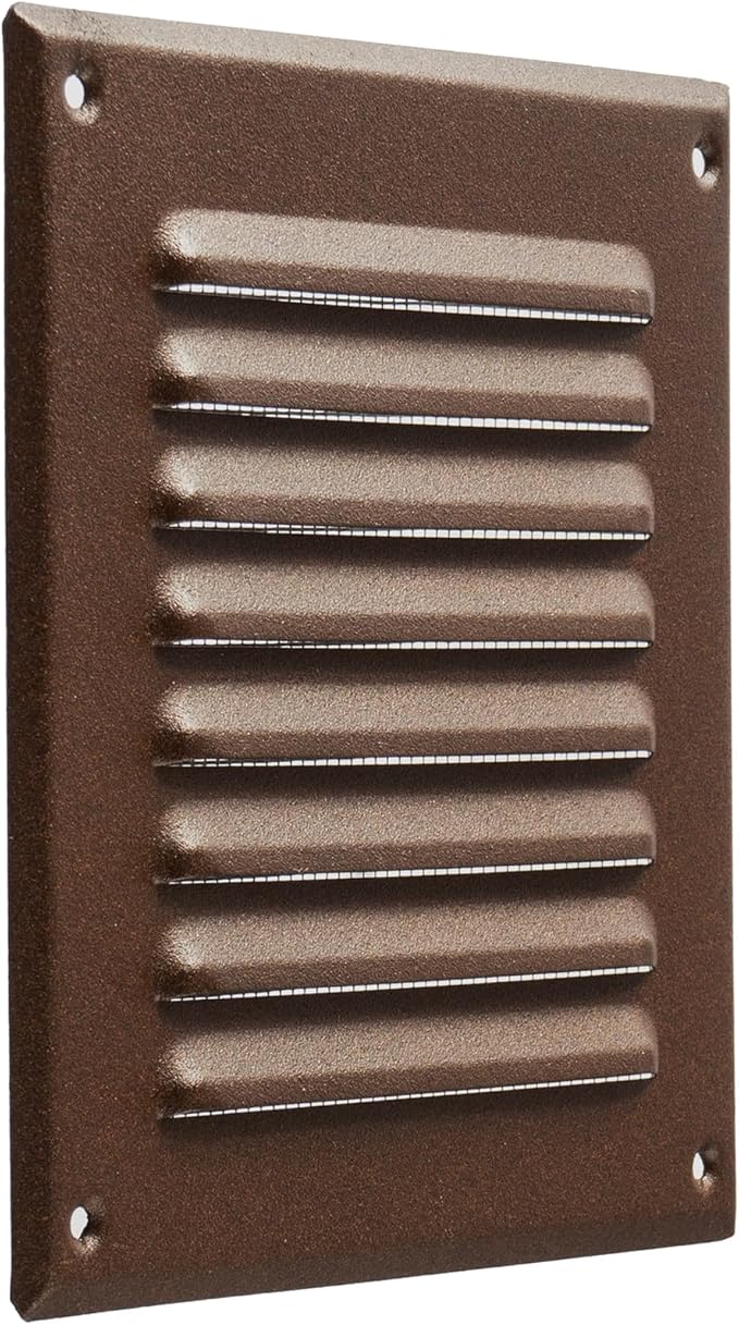 Vent Systems - 5 x 5 Inch (Inner) Pack of 10 Brown Metal Square Soffit Air Vent Grille Cover, Register Vent Deflector Louver Built-in Mesh HVAC for Bathroom Home Office Kitchen 6.5" x 6.5" (Outer)