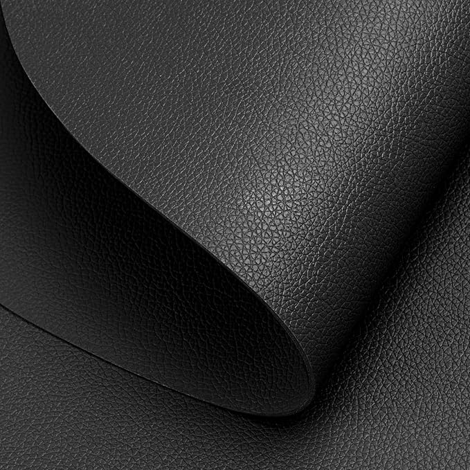 Myir JUN Placemats, Dual-Sided Placemats Waterproof Faux Leather Placemats Set of 6 Place Mats and Coasters Non-Slip Washable Table Mats for Dining Table (Black, Set of 6)