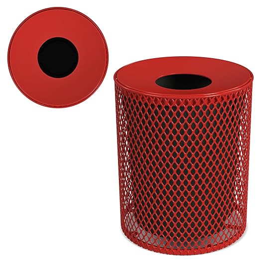 Leisure Craft Heavy-Duty 32 Gallon Receptacle, Portable, Liner Included, Made with Heavy-Gauge Metal and a Durable Thermoplastic Coating, Commercial Outdoor Park Receptacle, Made in The USA
