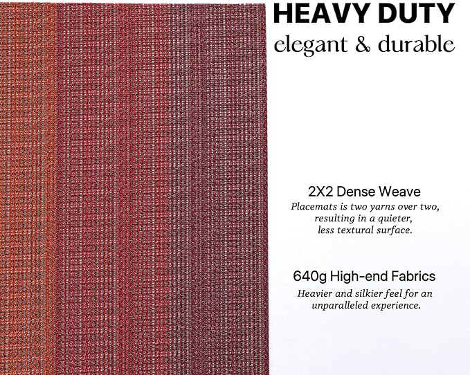 LEXMORE Placemats Set of 8 Vinyl/Plastic Woven Place Mats for Kitchen Table Indoor/Outdoor Washable Placemat Wipeable Dining Table Mats(Pomegranate Parade)