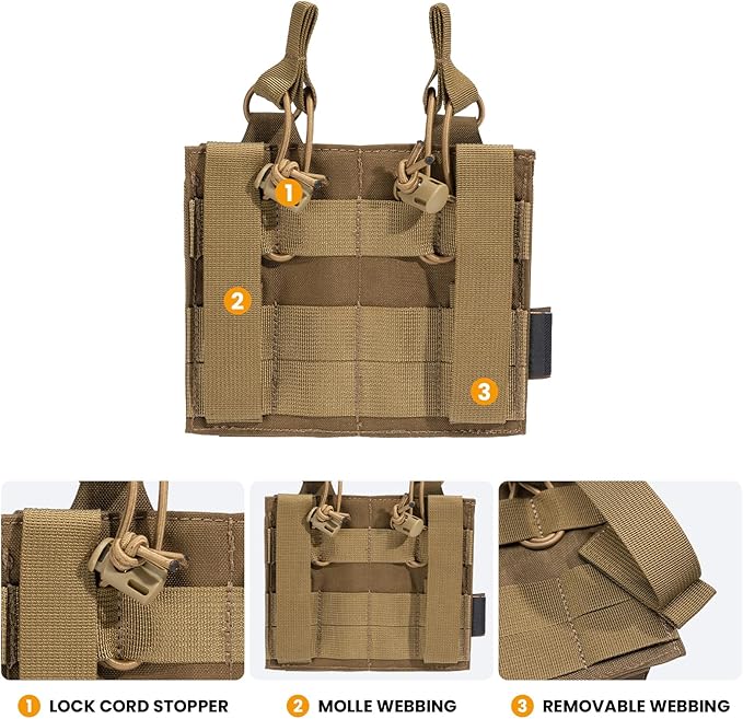 EXCELLENT ELITE SPANKER Tactical Open-Top Single/Double/Triple Molle Mag Pouch for Pistol Mag Pouch Tactical Bag Accessories Holder