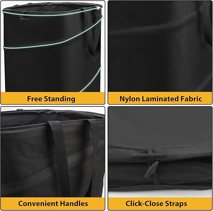 YUDI & GARDEN 46 Gallon Square Collapsible Yard Waste Bin, Collapsible Trash Can, Camping Trash Can - for Collecting Weeds or Leaf or Yard and Party Waste
