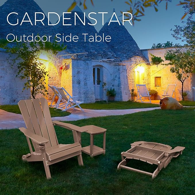 Adirondack Square Outdoor Side Table,2-Tier Storage Patio Side Table, HDPE End Tables for Backyard Pool Porch Garden Lawn