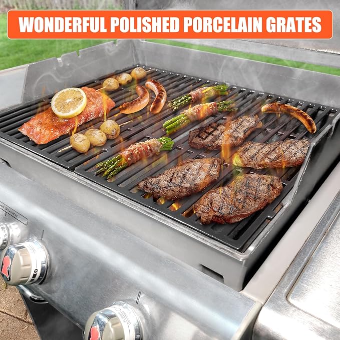 QuliMetal 19.5" Grill Grates for Weber Genesis 300 Series, Genesis E310, E320, E330, S310, S320, S330, Replace for Weber 7524, 7528, Porcelain-Enameled Cast Iron Grill Grates