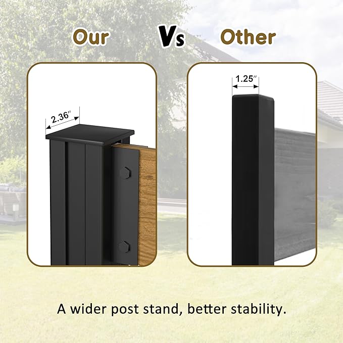 MUPATER 5ft H×3.3ft W No Dig Wooden Privacy Screen,2 Way to Use,Ideal Outdoor Privacy Wall Suit for Hard Ground and Soil,Aluminum Post,Privacy Screen for Hide Trash Cans,AC Fence,Natural (1 Panel)
