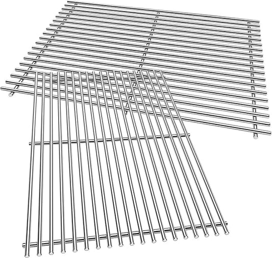 18 7/8" SUS304 9mm Cooking Grates for Weber Genesis II Grill Parts E&S 310 315 320 325 340, 2 Pack 66095 Grill Parts for Weber Grill Grate Genesis II LX 300 Series