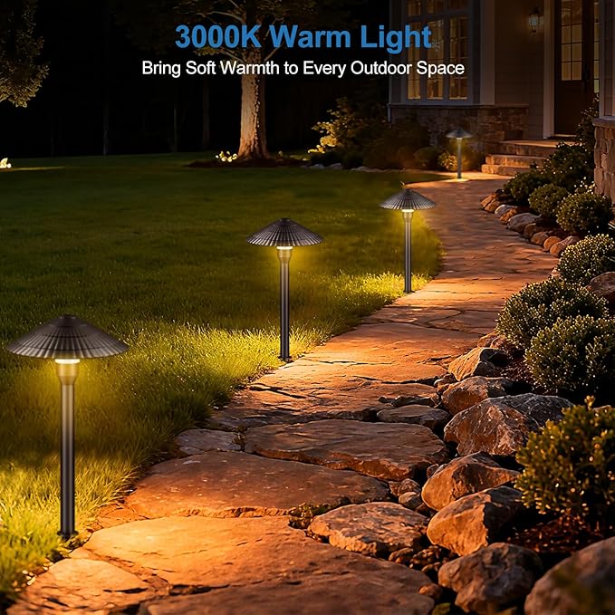 Landscape Lighting Pathway Lights 4 Pack, 5W Low Voltage LED Outdoor Garden Lights, Cast Aluminum with Acrylic Lens, IP66 Waterproof Yard Walkway Driveway Patio Path Lights, Transformer Cable Included
