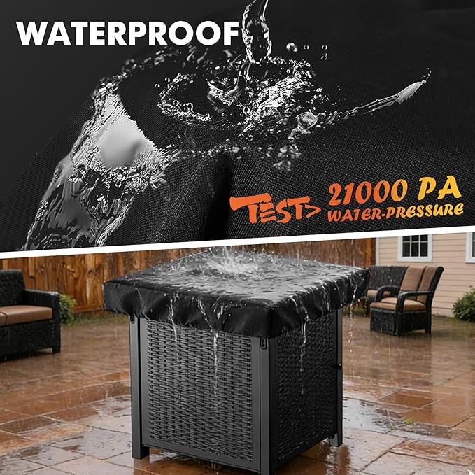 Outdoor Fire Pit Cover Rectangular, 44"L x 26"W x 4"H Waterproof Fire Pit Cover for Rectangular Fire Pit Tables, Industrial-Grade 3-Layer Structure 600D Fabric, UV Proof & Tear-Resistant Cover