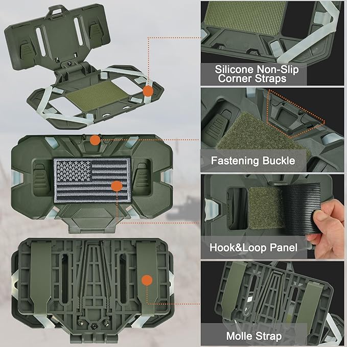 Tactical Plate Carrier Phone Mount, Universal Molle Phone Holder,Tactical Phone Holder Foldable Navigation Board for Tactical Vest Attachments