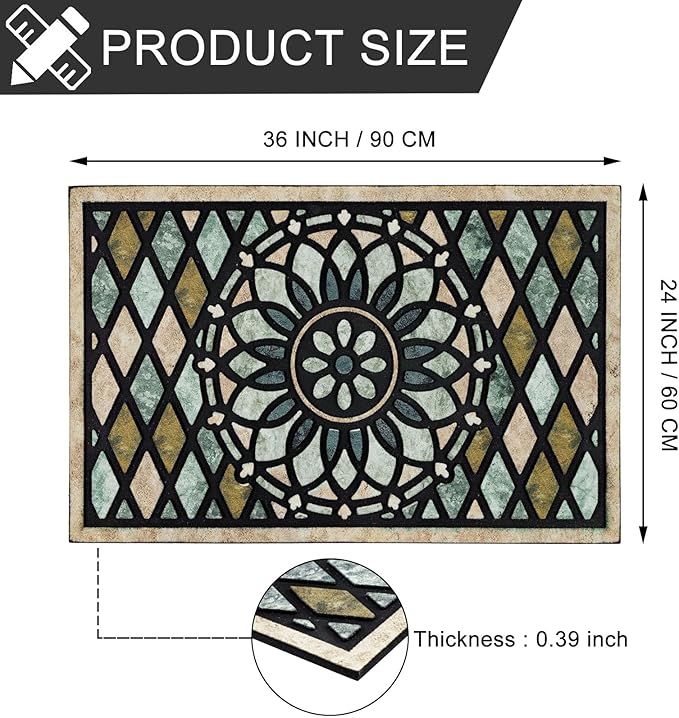 CHICHIC Welcome Door Mat 24 x 36 Inch Front Doormat Outdoors for Home Entrance Outdoors Mat for Outside Entry Way Doormat Entry Rugs, Heavy Duty Non Slip Rubber Back Low Profile, Flower
