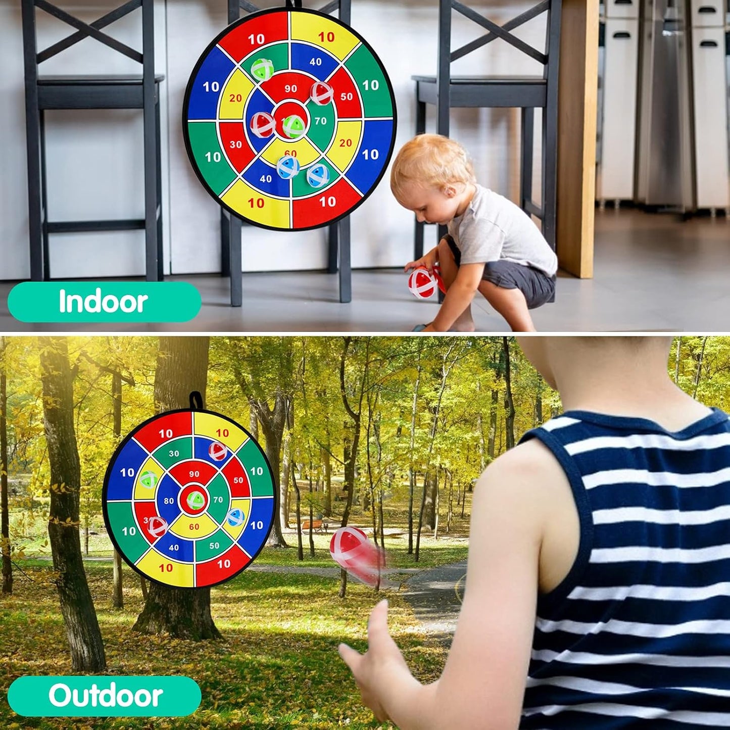 Kids Dart Board Game Set-29 inchs, Board Games with 16 Stick Balls, Summer Indoor Outdoor Toys Games for Kids Ages 4-8, Birthday Party Games Yard Toys for Kids Ages 3 4 5 6 7 8 9 10 11