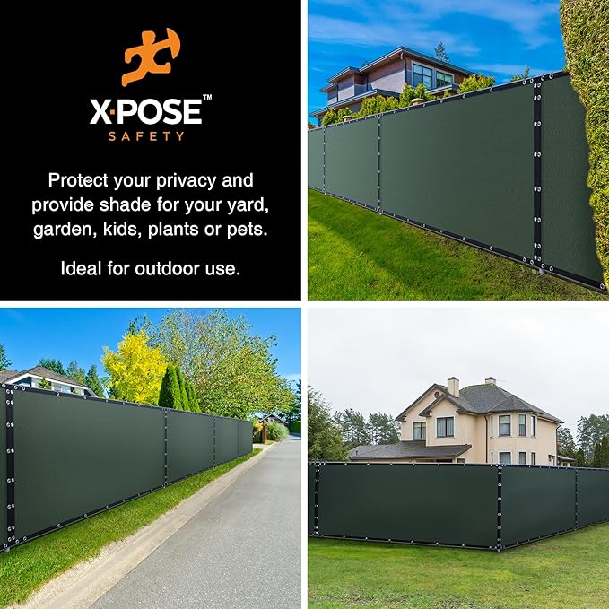 Xpose Safety Privacy Fence Screen 8.5’ x 100’ – Heavy Duty Green Mesh with 90% Visibility Block, UV Protection – for Garden, Yard, Nursery, Kennel, Dog Run, Greenhouse
