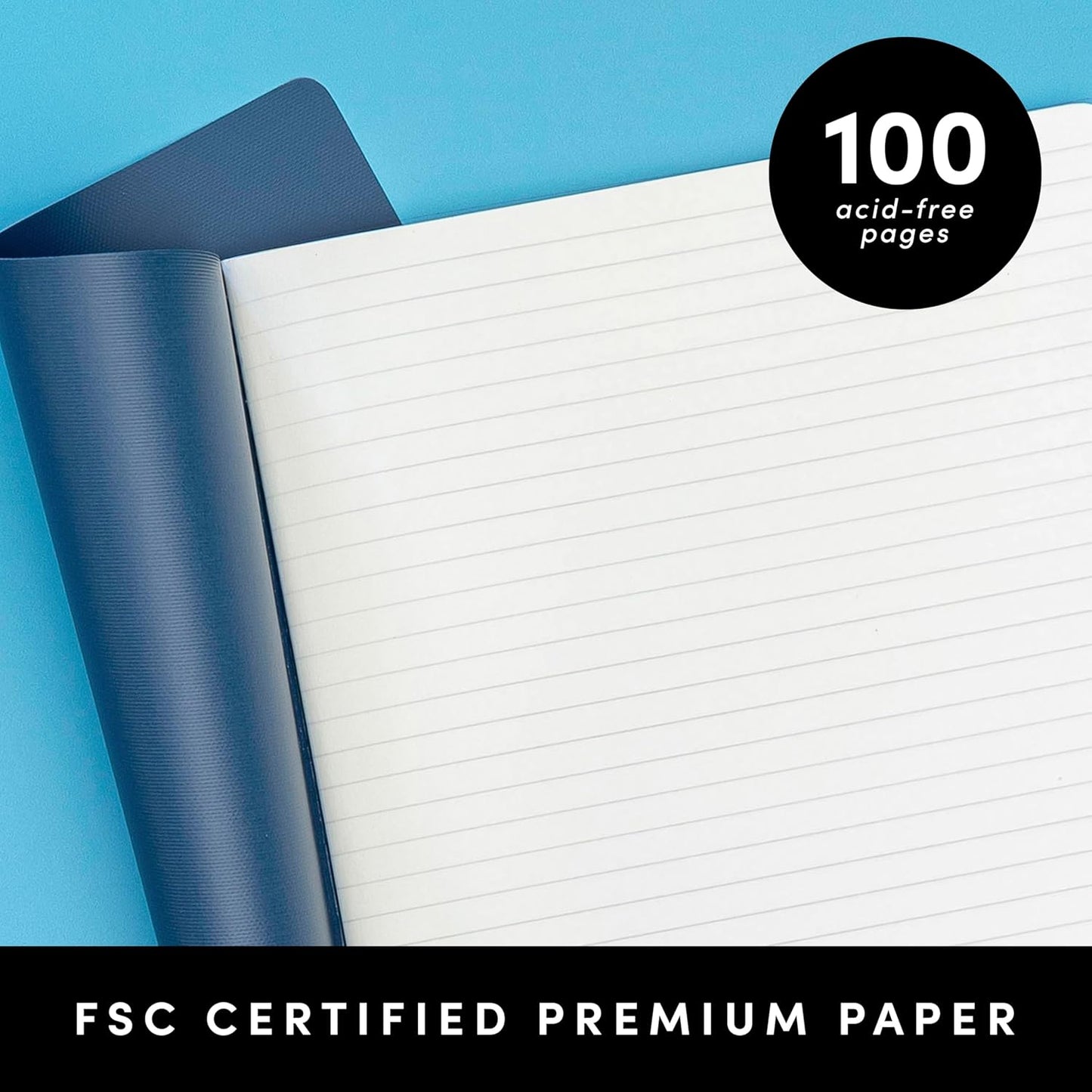 PAPERAGE Soft Cover Lined Journal Notebook, 2 Pack, (Cherry Blossom), 100 Pages, Large 7.5 inches x 9.5 inches, College Ruled, Ideal for Note Taking & Travel Journal