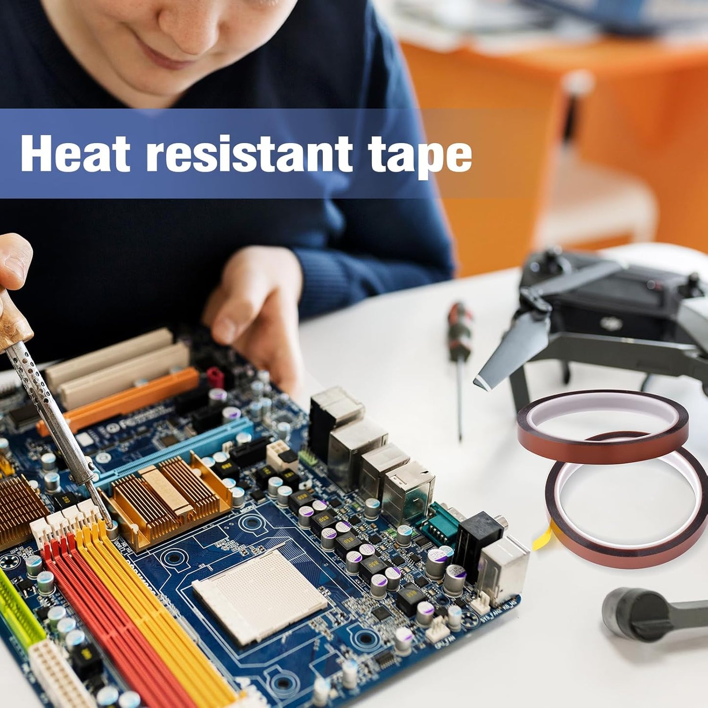 9 Rolls 10mm×30m (98Ft) Sublimation Tape Heat Transfer Tape High Temperature Heat Resistant Tape, Heat Tape for Sublimation Heat Press Electronic Soldering Masking, No Residue