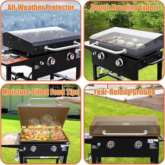 Upgraded Griddle Lid for Blackstone 28'', Hinged Lid for Blackstone 1517 1853 1605 1803 1839 1856 1924 1983 2094 2145 5003, Heat Resistant Griddle Hard Cover for Black Stone, Handle for Easy Lifting