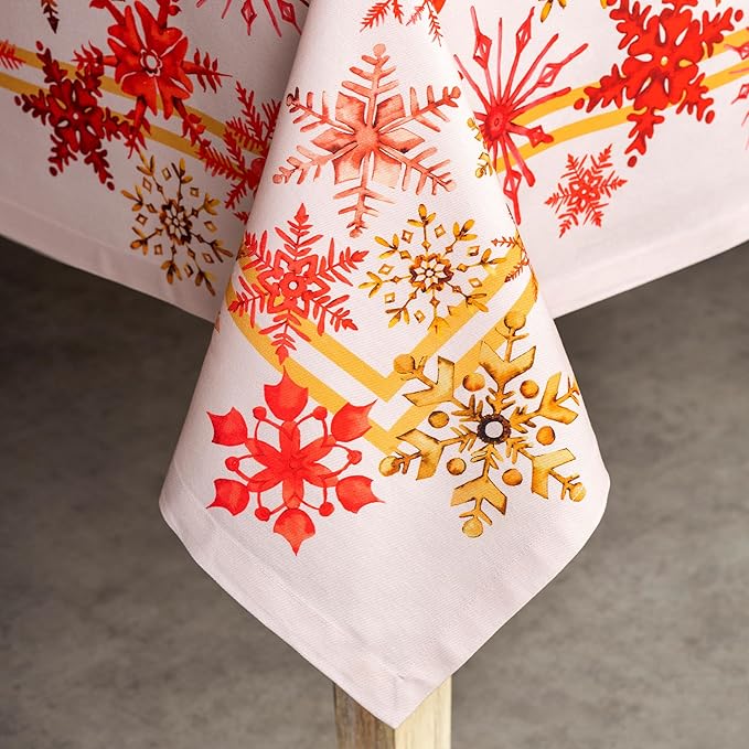 Maison d' Hermine Table Cloth Rectangle Table 100% Cotton 54 x 72 Inches Fall Tablecloth Reusable Everyday Use for Thanksgiving Christmas Decorations Dining Farmhouse Party (Crystal Star)