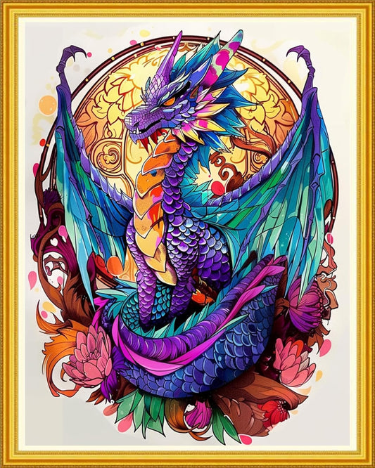 Magxvouy Cross Stitch Kits Stamped Full Range of Embroidery Kits,Cross Stitch Patterns Needlework Kits for Beginners 11CT Printed Kits&Magic Dragon 16x20 inch