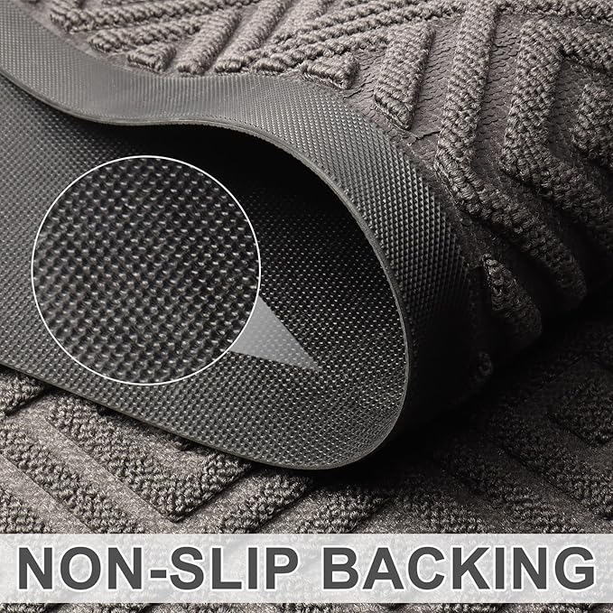 LEKEEPGO Large Front Door Mat Outside Entrance 31.5"x47", Drainage Welcome Matt Outside, Absorbent Doormat, Non Slip Rubber Mats, Dirt Resist Door Mats for Front Door, Patio, Home Entrance, Grey