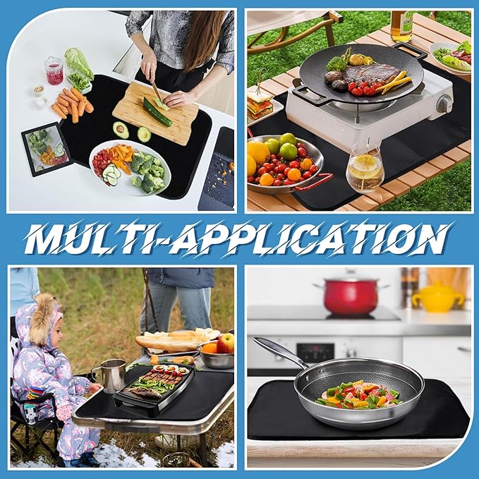 15 x 18in Fireproof Grill Mat for Outdoor Grill - 2mm Thickened Heat Resistant Mat for Countertop, Easy to Clean & Waterproof & Oil Proof for Protecting Prep BBQ Table