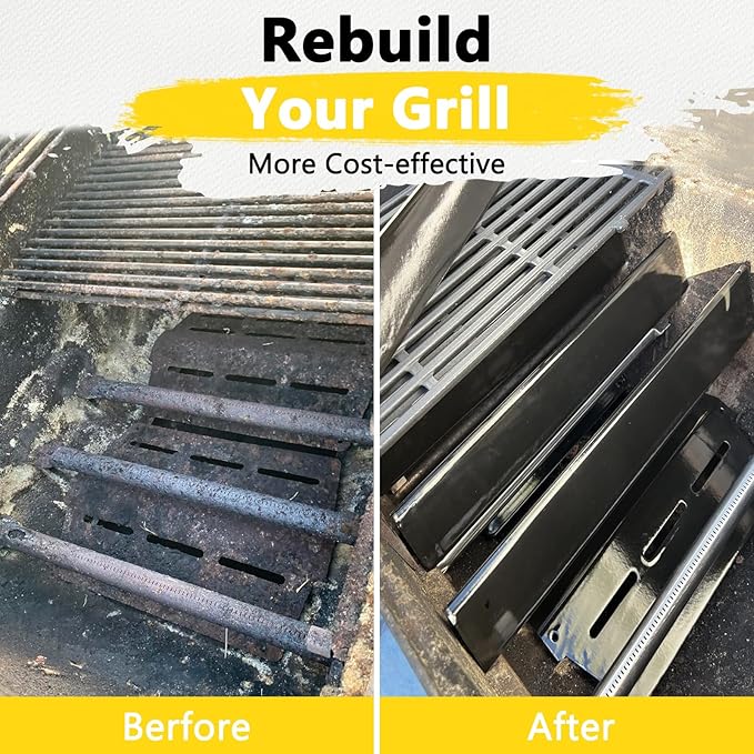 Grill Parts for Weber Genesis 300 Series Grills with Front Control Knob, Genesis E310 E320 E330 S310 S320 S330, 7620 Flavorizer Bars 65505 Heat Deflectors and 62752 Burner Tubes