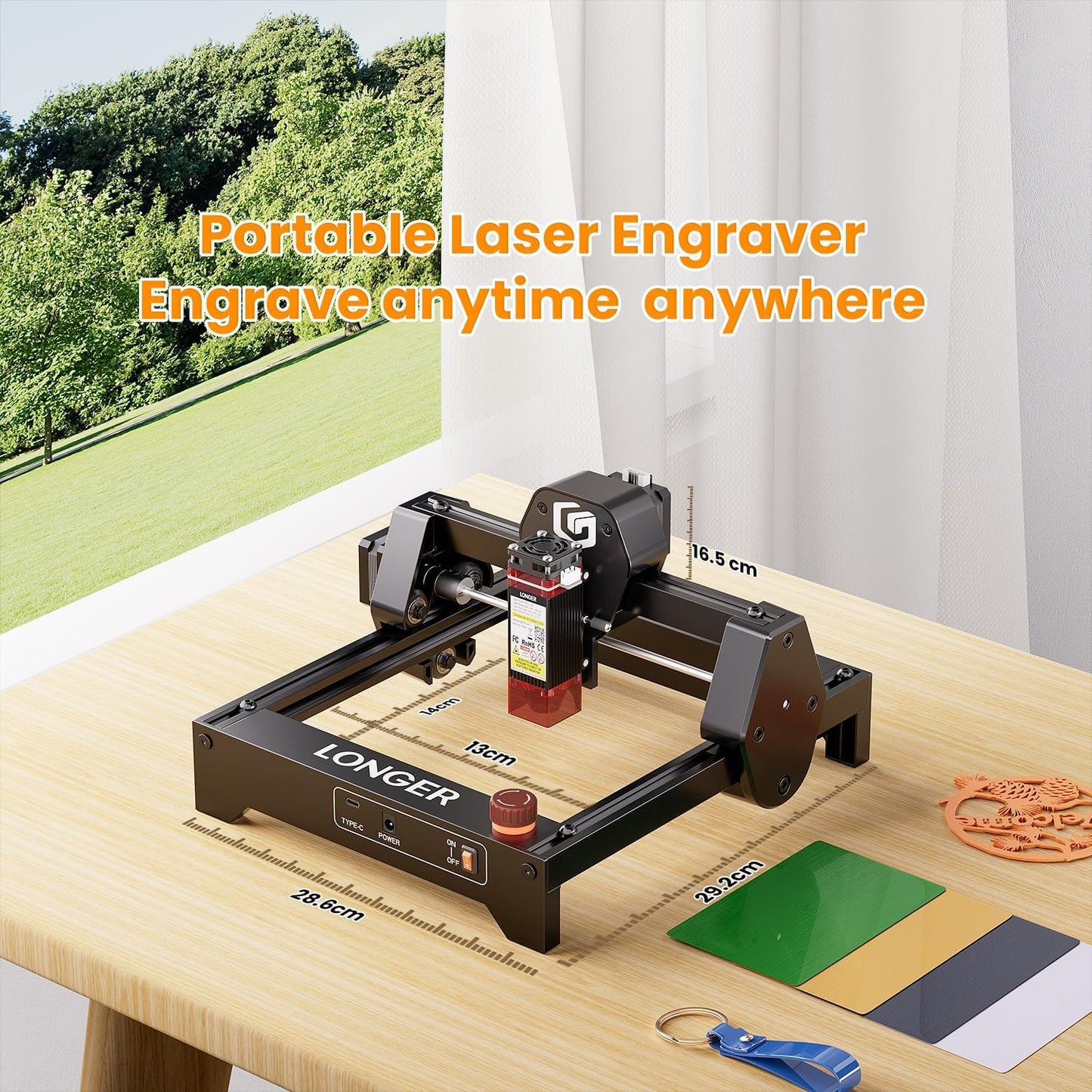 LONGER Ray5 mini Laser Engraver, 12000mm/min High-Speed Cutter for Wood, Metal, Acrylic, Leather, DIY CNC, 140x130mm Engraving Area, WiFi, Emergency Stop Safety (2.5W)