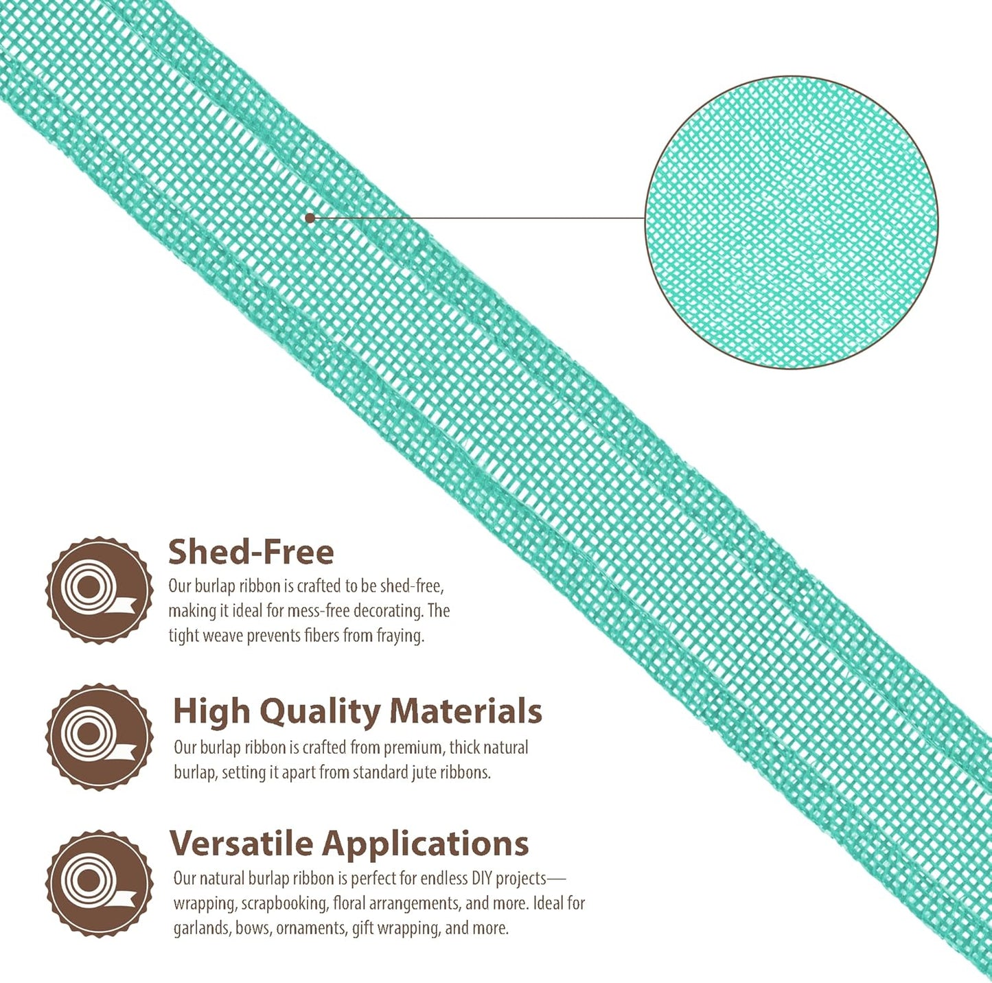 Mandala Crafts Turquoise Burlap Wired Ribbon 1 Inches Wide Jute Ribbons for Crafts - 10 Yds Roll Rustic Burlap Wrap Trim Ribbons for Wreaths Bows Party Decoration