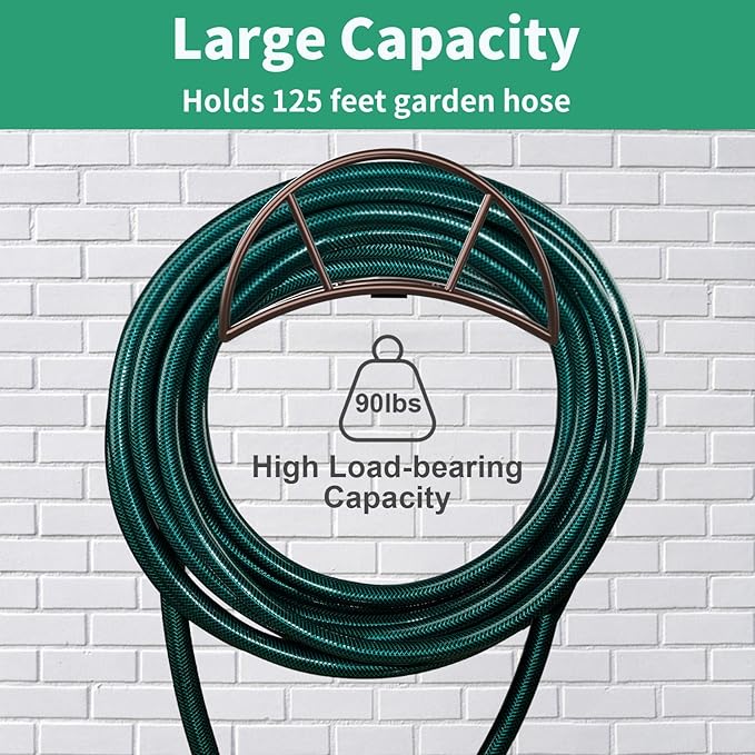 TomCare Garden Hose Holder Heavy Duty Water Hose Holder Wall Mount Hose Hanger Decorative Durable Garden Hose Storage Hose Reel Solid Metal Hose Stand Sturdy Hose Holders for Outside Yard, Bronze