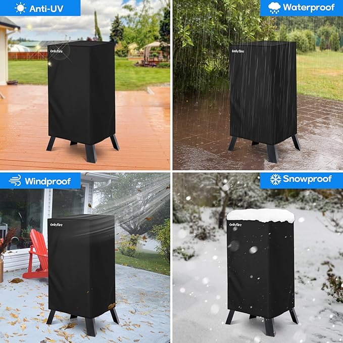 Onlyfire Grill Cover for Masterbuilt 30 Inch Propane Smoker, Heavy Duty Waterproof Replacement Cover, Black