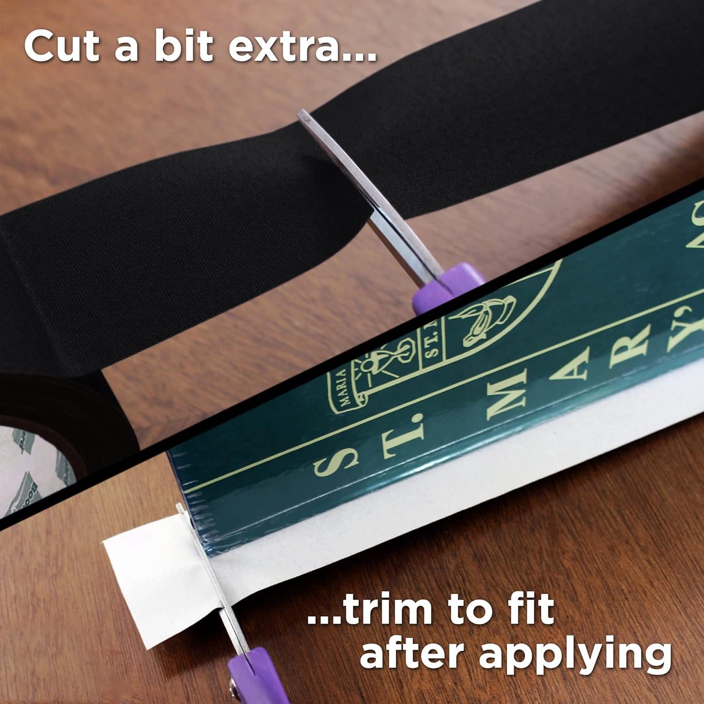 BookGuard 2 Inch Bookbinding Tape, Vinyl Coated Cotton Cloth Book Tape, Ideal Book Repair and Library Supplies - 15 Yards, Black