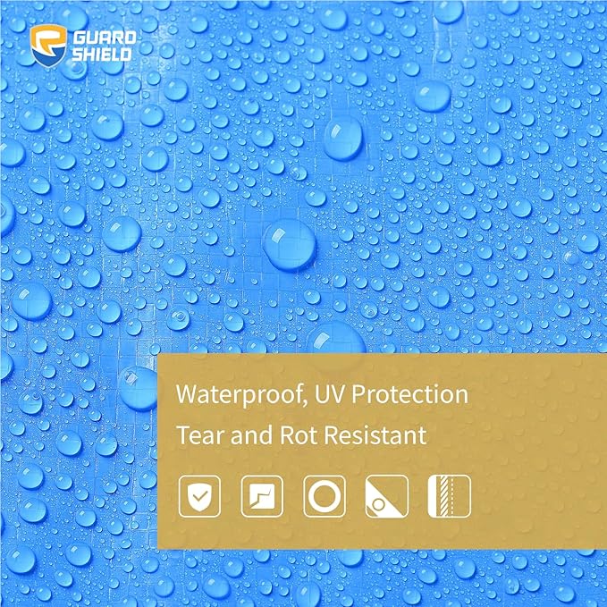 GUARD SHIELD Blue Tarp Waterproof 6x6 Feet Medium Duty All Purpose Poly Tarps Cover 7mil