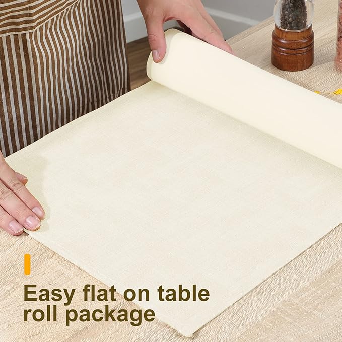 Wipeable Table Runner, Thick Farmhouse Dresser Runner, Rustic for Kitchen, Bedroom, Living Room, Indoor and Outdoor (72'', White)