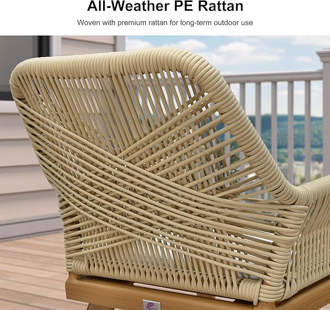 PURPLE LEAF 9 Pieces Outdoor Dining Set All-Weather PE Rattan Outdoor Patio Furniture Set with All Aluminum Frame Square Table and Chairs Set for Lawn Garden Backyard Deck, Teak