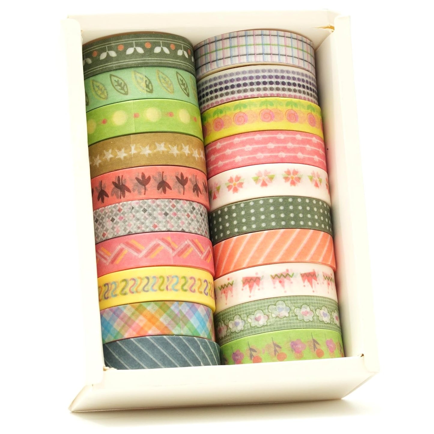 20 Rolls Basic Washi Tape Set Japanese Arts Adhesive Tapes Simple Patterns Decorative Masking Tape Sets for Craft, Kids, Scrapbook, DIY, Gift Wrapping (Style Five)