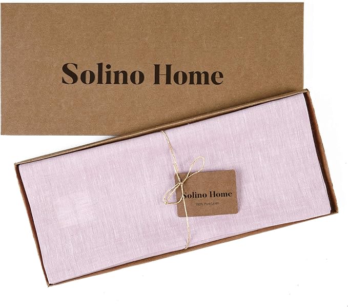 Solino Home Linen Table Runner 72 Inches Long - Athena, 100% Pure Linen Bubblegum Pink Dining Table Runner 14 x 72 Inch for Valentines, Spring, Easter